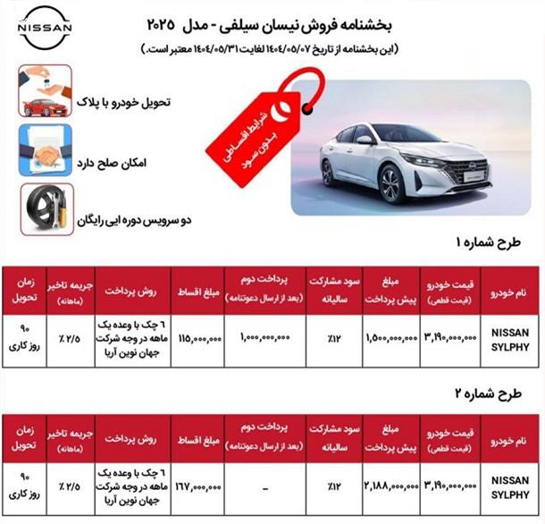طرح فروش اقساطی نیسان سیلفی 2025 در ایران